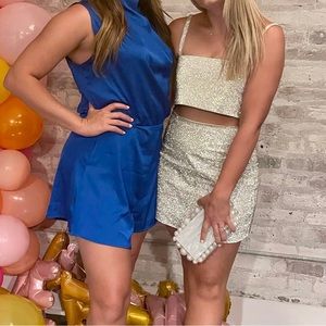 12th Tribe Shira Rhinestone Mini Skirt & Top Set